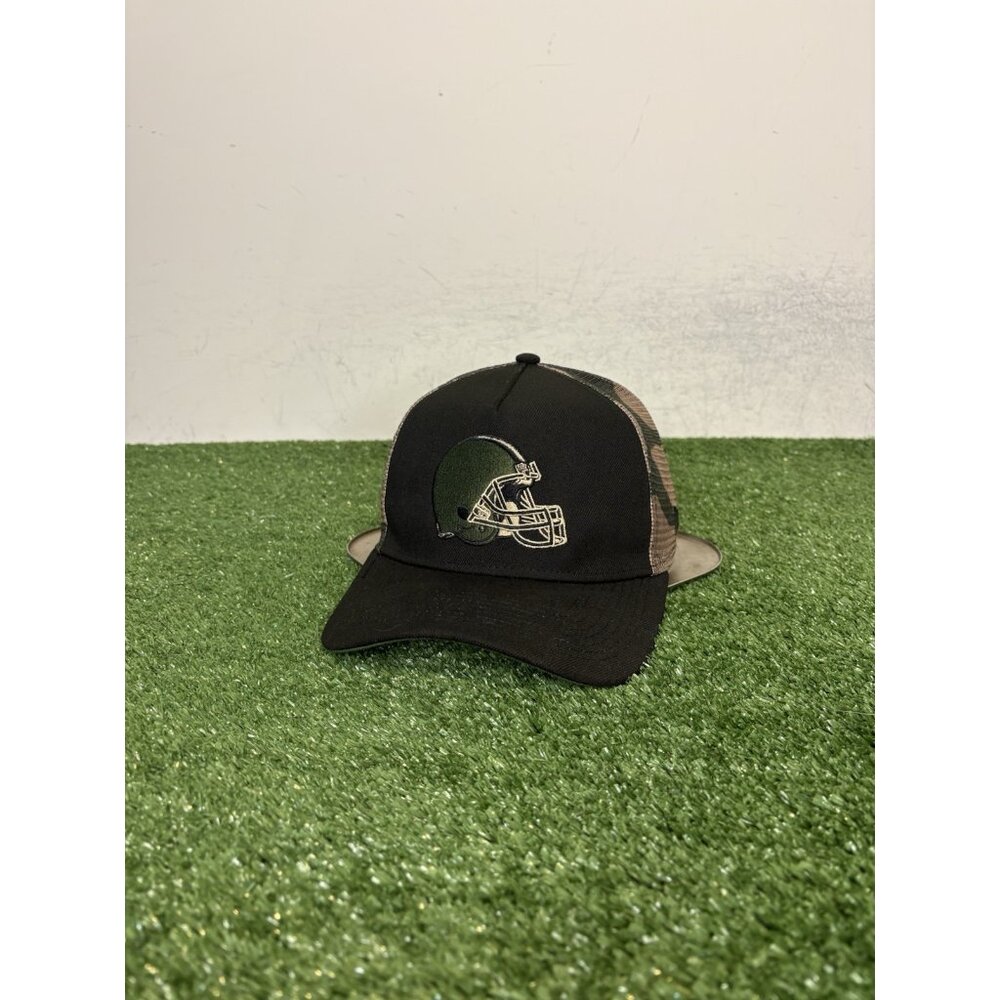 Cleveland Browns hat cap snap back black green New Era A Frame Trucker camo 5 - Picture 3 of 9